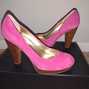 Hot Pink Suede Heels